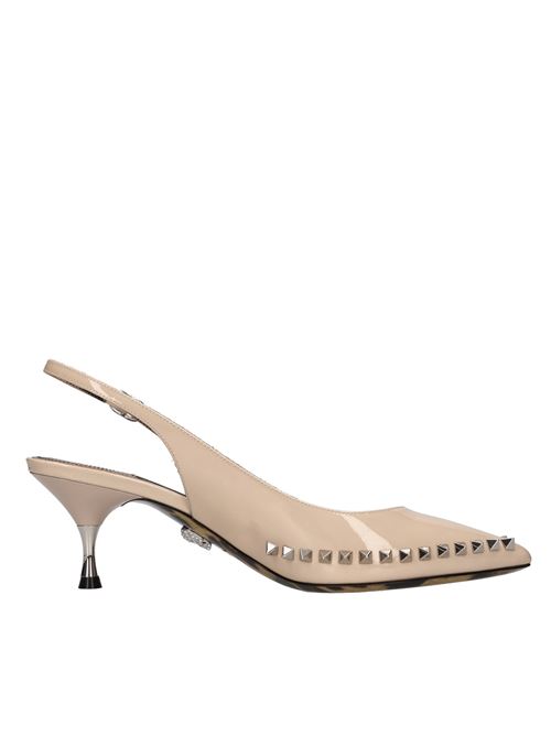 Décolleté slingback in vernice e borchie. PHILIPP PLEIN | SABS WSD0412 PLE010NNUDE ROSA